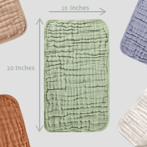 Fhealkid Sets 100% 10 Pack 20" 10",6-Layer Muslin Burp Cloths Newborn Baby Boy Essentials Must Haves Cotton X Baby Bibs