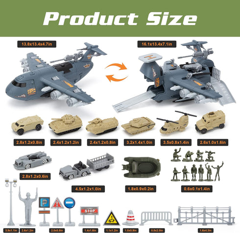 8 4-7 XDUOYJOY Military Airplane Toy, Army Toys Fighter Jet with Vehicles, Army Men Trucks Airplanes Helicopter Car