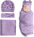 DRESHOW BQUBO Newborn Receiving Blanket with Matching Bow Hat and Headband Shower Gift for Toddler Girls