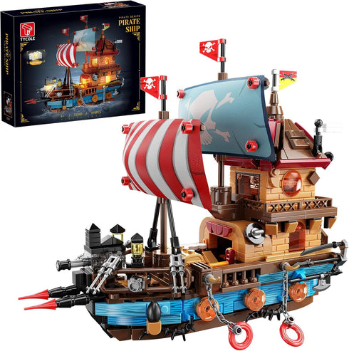 TYCOLE Pirate Ship Building Kit (916 Pcs) with LED Lights - Standard Brick