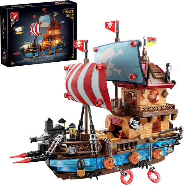 TYCOLE Pirate Ship Building Kit (916 Pcs) with LED Lights - Standard Brick