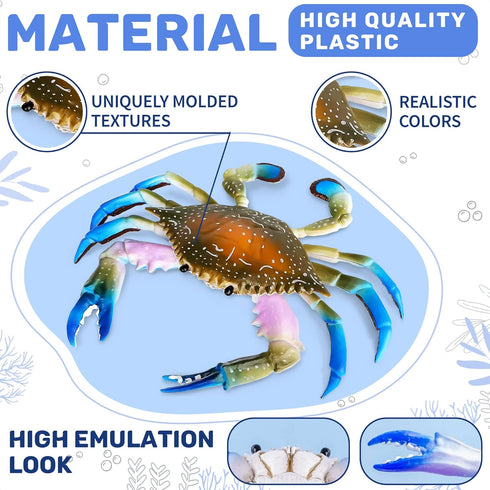 2Pcs Crab Toys for Babies, Realistic Ocean Animal Educational Model, Bath Toy for Kids