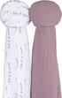 2-Pack 100% (47 47) Ely's & Co. Muslin Swaddle Blanket Cotton Muslin Extra-Large Swaddle Blankets x Solid + Printed