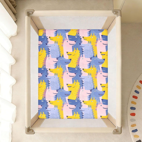 miaozhen 1 Pack 52x28 Cotton Baby Crib Sheets Soft Comfy Funny Nile Wolf Colorful Toddler Mattress Sheet for Nursery de