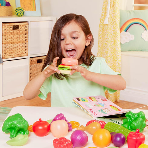 B. toys Foodie Fun Pretend Play Food & Board Book Set - 32 Pieces of Educational Play Food for Toddlers