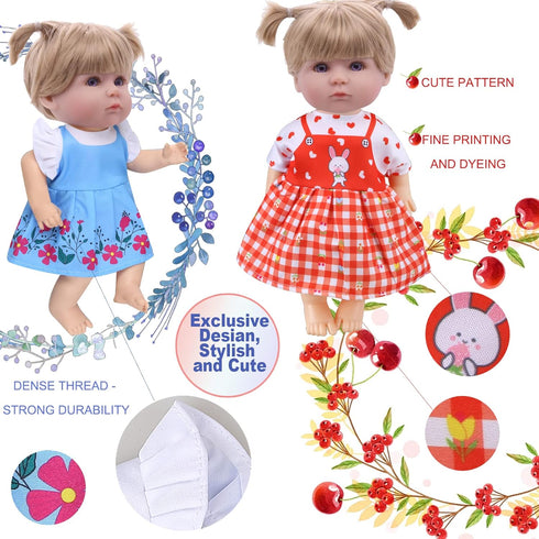 6 Sets 12-13" Inch Alive Doll Clothes & Accessories - Baby Doll Dresses, for in Girl Dolls