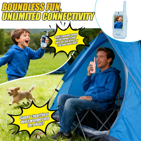 BlessFly Pack 2, 2 inch 3-12 Video Walkie Talkies for Kids of Long Range Screen Rechargeable Video Chat Intercom
