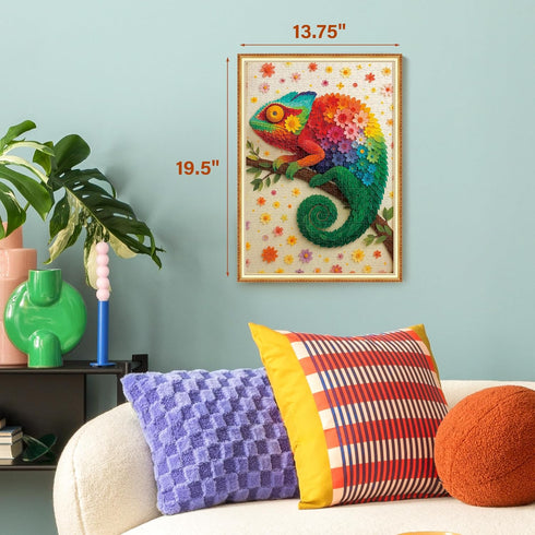 500 BenBen Puzzles for Adults Pieces, Floral Chameleon Jigsaw Puzzles with Patterns on Back, Challenging Animal Puzzle