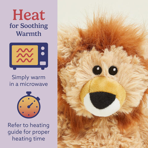 warmies Junior Microwavable & Weighted Stuffed Animals, Lion - Heated Stuffed Animal Plushie for Warmth & Comfort