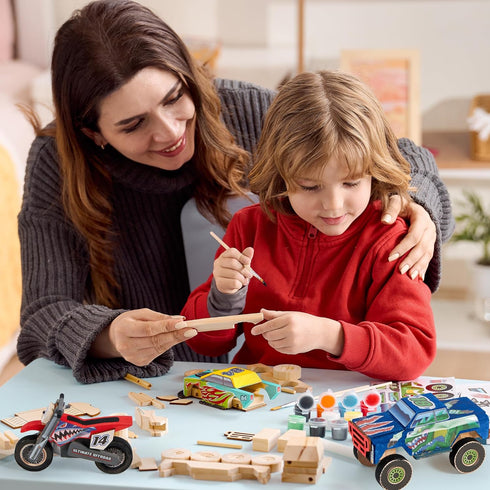 JOYIN Kids Craft Kit, Build & Paint Your Own Wooden Race Car, DIY Toy Craft Kit for Kids