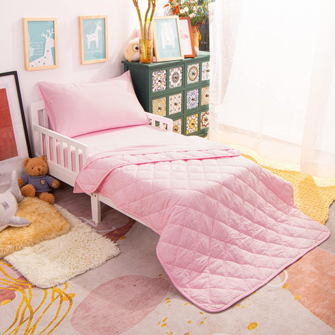 Set 4 Set NTBAY Toddler Bedding - Piece Soft and Breathable Crib Bedding for Boys and Girls, Includes Quilted
