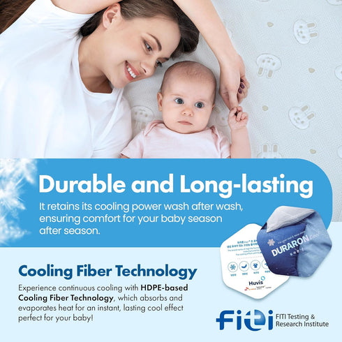GML 0.4 27.5x47 Bunny Cooling Crib Mattress Pad Waterproof, Breathable Baby Mattress Protector for Toddler Bed