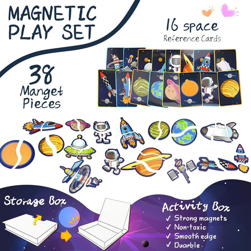 3-5 38 16 3+ Space Magnetic Travel Game Montessori STEM Quiet Toys for Toddlers with Magnets & Activity Cards