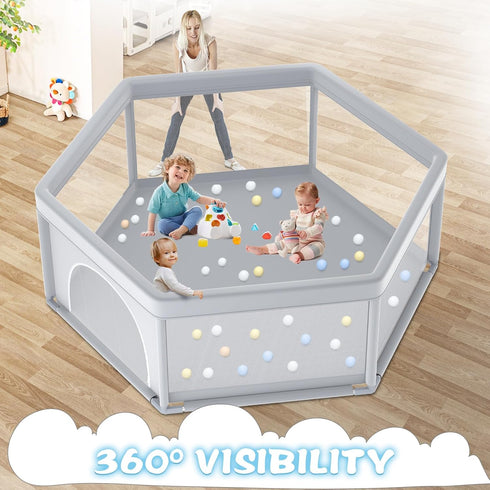 besuhot 65x65 Inch, Baby Playpen Large PlayPen for Babies and Toddlers Hexagonal Type Baby Play Yards for Toddlers