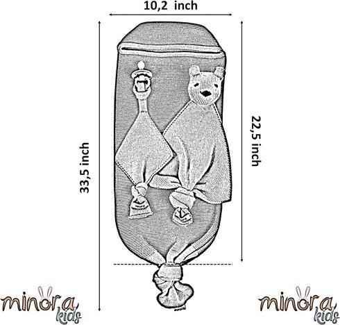 Minora Set, 1 Set (1 1 1 0-8 Newborn Essentials Baby Swaddle Blanket Piece Pacifier Holder, Cocoon Swaddle Sack, Teddy