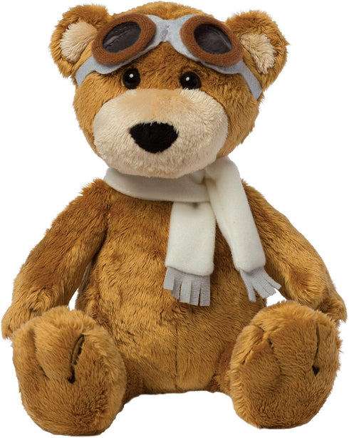 Manhattan Toy Aviator Teddy Bear, 12" Stuffed Animal Plush with Soft Goggles and Scarf