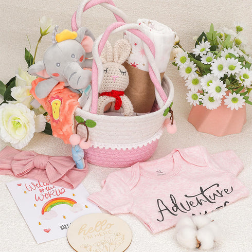 Baby Girl Gifts Basket,Baby Shower Gifts for Girls,New Born Baby Girls Gift,Baby Girl Gift Basket,Gender Reveal