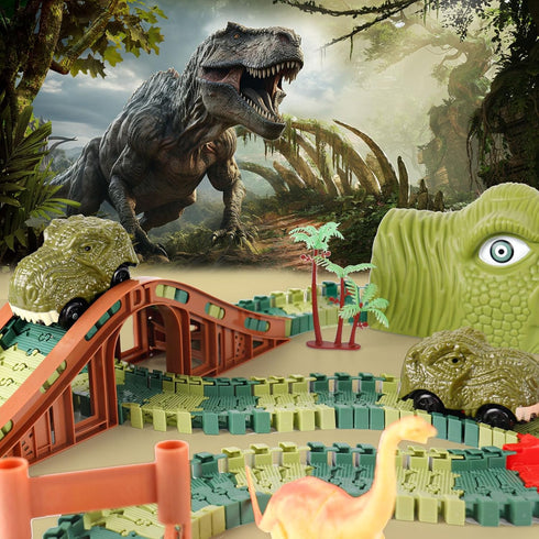 GIAT Dinosaur Track Toys, Best Birthday Gifts for 3-7 Year Olds, Dinosaur Race Car Track with Light & Sound