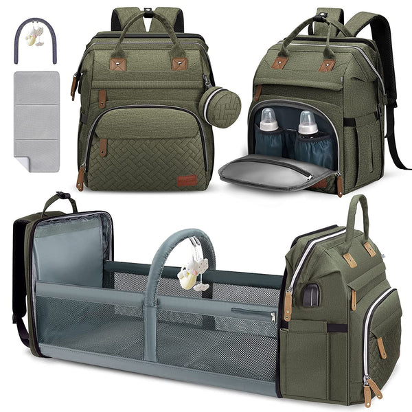 DERJUNSTAR Diaper Bag Backpack, Large Baby Bag with Changing Pad, Thick Padded