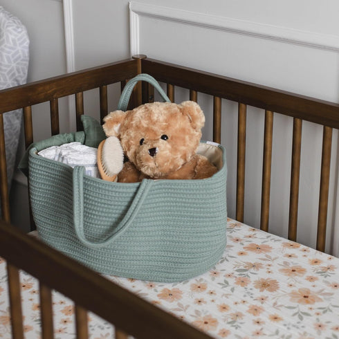 Natemia Diaper Caddy Organizer - Large, Lily Pad - Portable Rope Handles For Car Organizer - Three Compartments