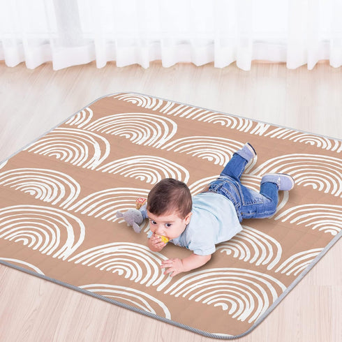 Funtery Rainbow Portable Baby Play Mat, 43 x 43 Inch Washable Foldable Crawling Mat for Infants