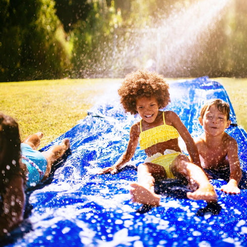 30 x 9.8 Ft Lawn Water Slide - Heavy Duty Water Slide Tarp with Metal Stakes for Summer Fun