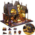 DIY Miniature House Kit, Tiny Magic Cabin House for Adults, 3D Wooden Puzzles Dollhouse with LED Light