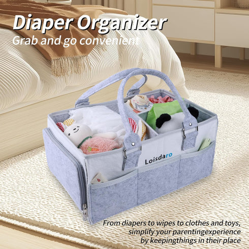 Loisdaro Baby Diaper Caddy Organizer for Changing Table, Baby Storage Basket for Diapers and Baby Wipes,Car Caddy