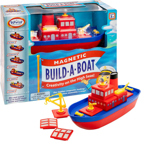 Popular Playthings Magnetic Build-a-Boat High Seas Play Set, Waterproof Floating Bath Toddler