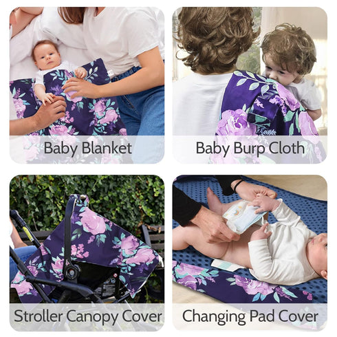TANOFAR Car Seat Cover Baby, Peekaboo Opening Infant Car Seat Cover for Winter, Warm & Cozy, Purple Floral