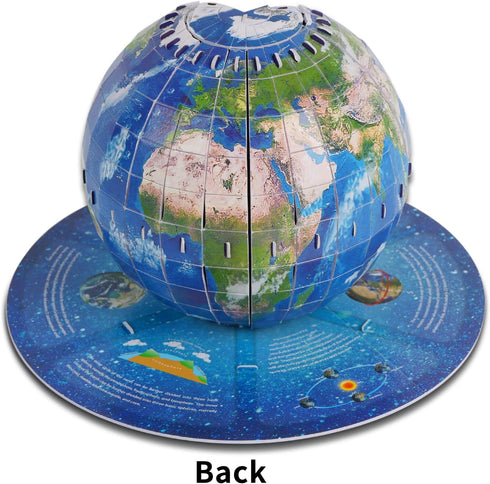 3D Geography Puzzle for Kids Ages 8-14, Earth Globe DIY Jigsaw Model Kit, Educational Learning Toys, 50 Pieces