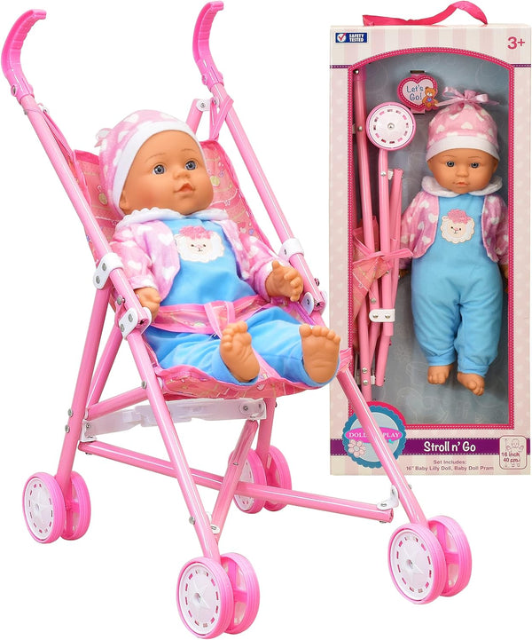 Dolls To Play My First Baby Doll Stroller, Soft Body 16 Inch
