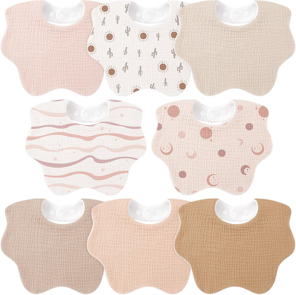 Bearmoss Baby Bibs for Drooling & Teething 8 Pack Muslin Cotton Soft