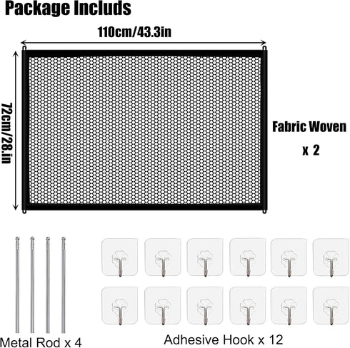 2 Pack Dog Gate, Mesh Baby Gate, 43.3'' X 28.3'' for Stairs & Doorways, No Drilling, 12 Hooks by Lofekea