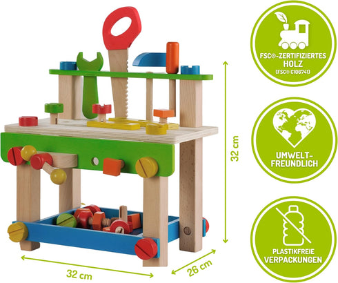 Set Hammer EverEarth Toddler Workbench with Tools. Wooden Building Toy