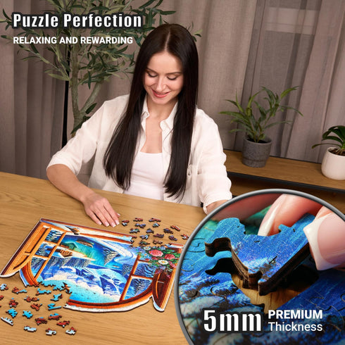 500 (17.1 16.8 5mm LEOGOR Premium Wooden Jigsaw Puzzles for Adults Pieces x in), Large Winter Puzzle, Extra-Thick