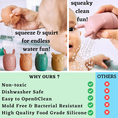 Mold Free Silicone Bath Toys, Baby Bath Toys for 6-12 Months, Non Toxic Infant Bathtub Toy, Dishwasher Safe