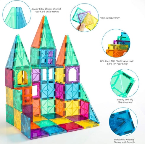 70PCS 3-8, STEM Magnetic Tiles Educational Toys for Kids Ages Montessori Sensory Magnet Blocks for Toddlers, Classroom