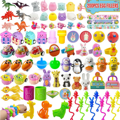 SQZUWIT 200 Pcs Easter Egg Fillers Basket Stuffers Essentials, Small Miny Toys