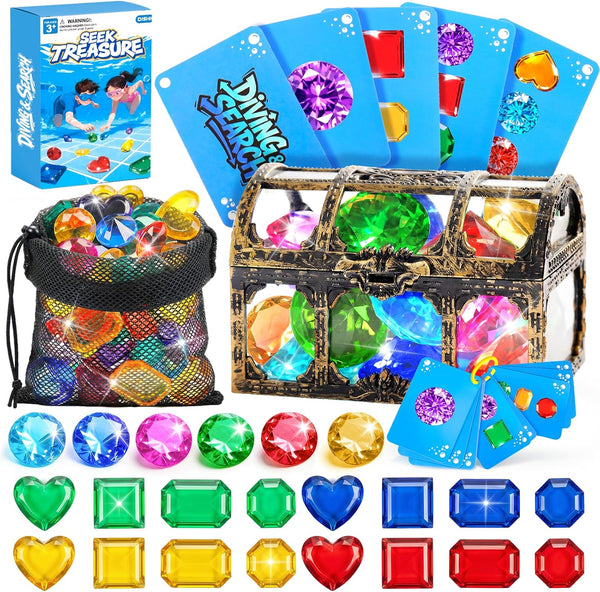 DISHIO Diving Toys for Kids, Seek Treasure Underwater Pool Gem Hunt Pool