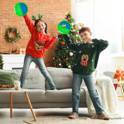 Set, 3-12, 6 6 Upgraded Toss and Catch Ball Game Kids Toy Stocking Stuffers for Boys Girls Ages Includes Paddles Sticky
