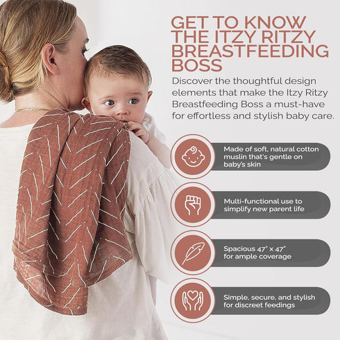 Tummy 47 47 Itzy Ritzy Breastfeeding Boss Multi-Use Cover A Nursing Cover, Swaddle, Car Seat Wrap, Time Mat & Burp