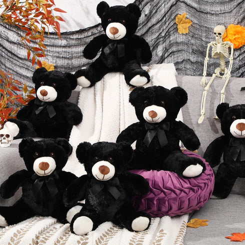 6 10 Inch Aoriher Pieces Black Bear Bulk Stuffed Animal Baby Shower Soft Cute Bear Plush Toys Sleeping and Playing Baby