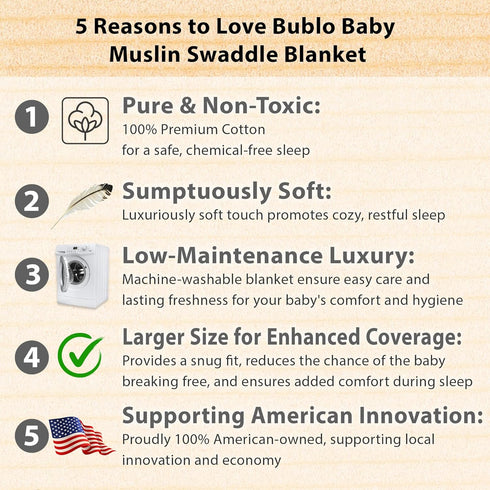 Bublo Baby Muslin Swaddle Blankets - 3-Pack 100% Cotton Receiving Blankets for Boys and Girls - Grey, 47x47 Inches