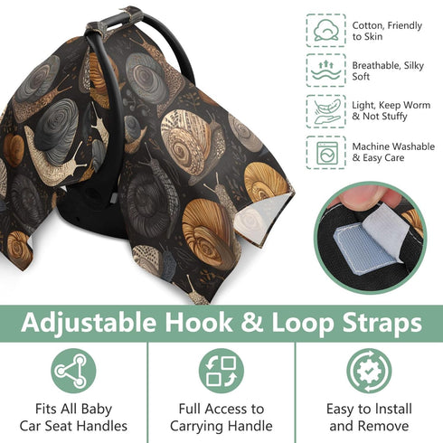 Mazeann Forest Vintage Snails Car Seat Cover Baby Breathable Soft Infant Carseat Covers Canopies Babies Carrier Covers