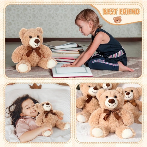 7 Packs Zomiboo Plush Bear Stuffed Animals Plush Soft Cute Stuffed Dolls Birthday Party Decorations(Light Brown)