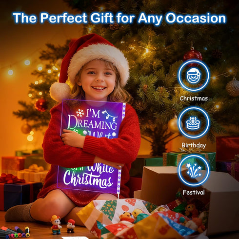 17" 7 3-12+, (2026 LED Drawing Board for Kids, Light Up Doodle Board, Reusable Glow in The Dark Drawing Tablet