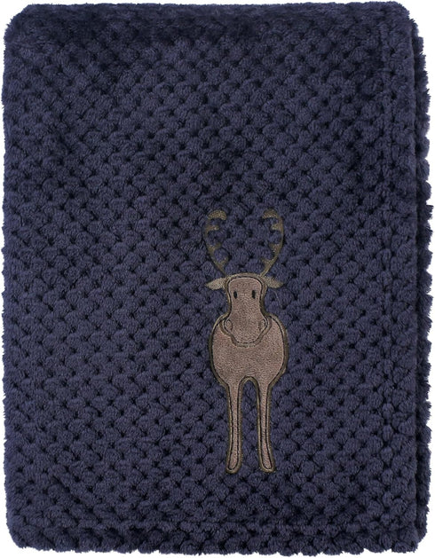 Hudson Baby Unisex Baby Plush Waffle Blanket, Moose Design, One Size