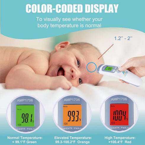 Pack Deluxe Manual Silicone Breast Pump and No Touch Forehead Thermometer for Babies and Adults | Bundle