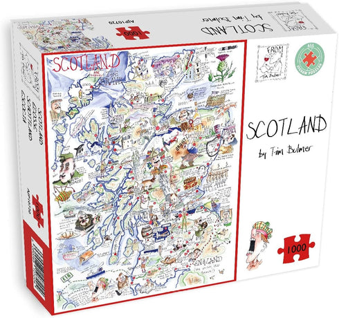 1000 Piece Jigsaw Puzzle - Comical Map of Scotland Artwork by Tim Bulmer - Colorful 66cm X 50cm Funny Jigsaw Puzzles